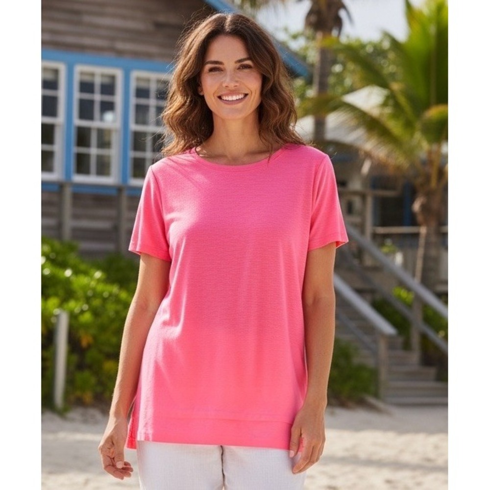 New Lilly Pulitzer X Large Etta Top HOT PINK Scoop Neck Tee SIZE XL T Shirt RARE